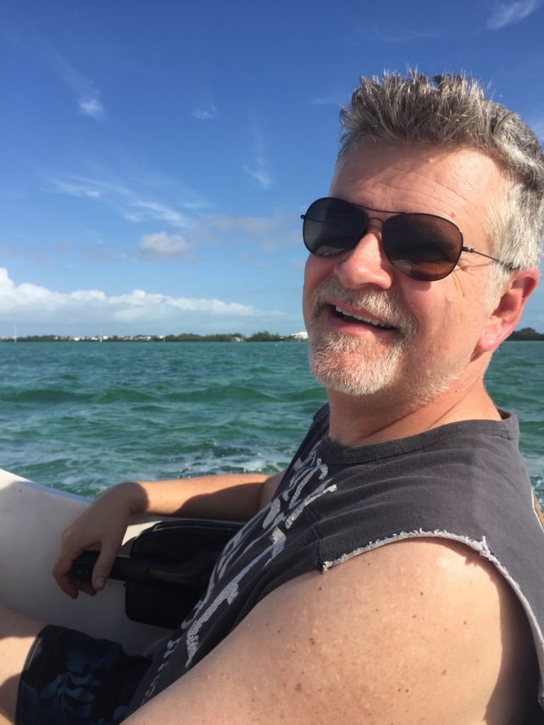 Out on the speedboat.