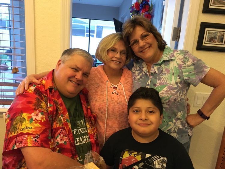 Cathy with Cousins Tim, Louise and Stephen.