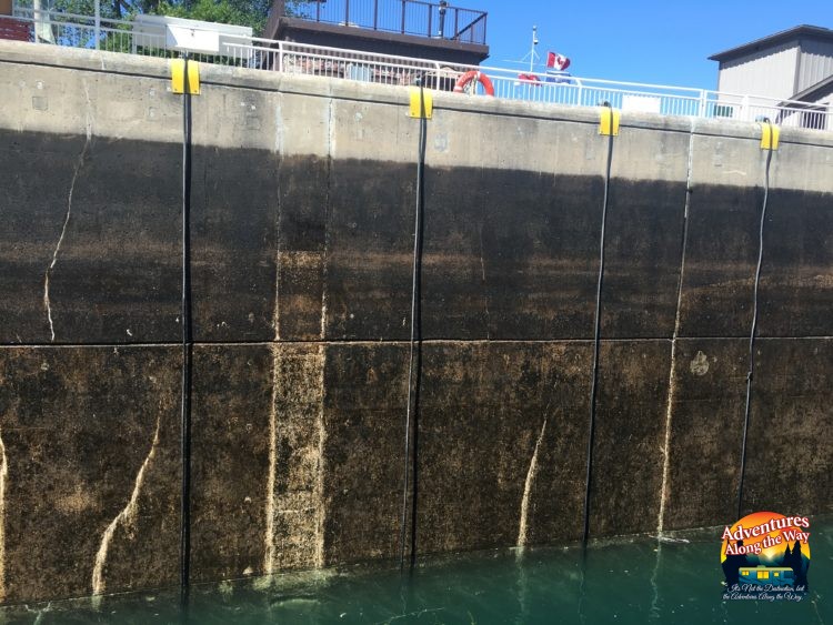 The walls of the Soo Locks.